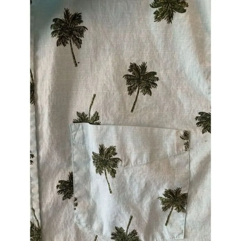 Haggar Clothing Stretch Short Sleeved Button Up‎ Shirt Small Palm Trees Tropical - Picture 4 of 5